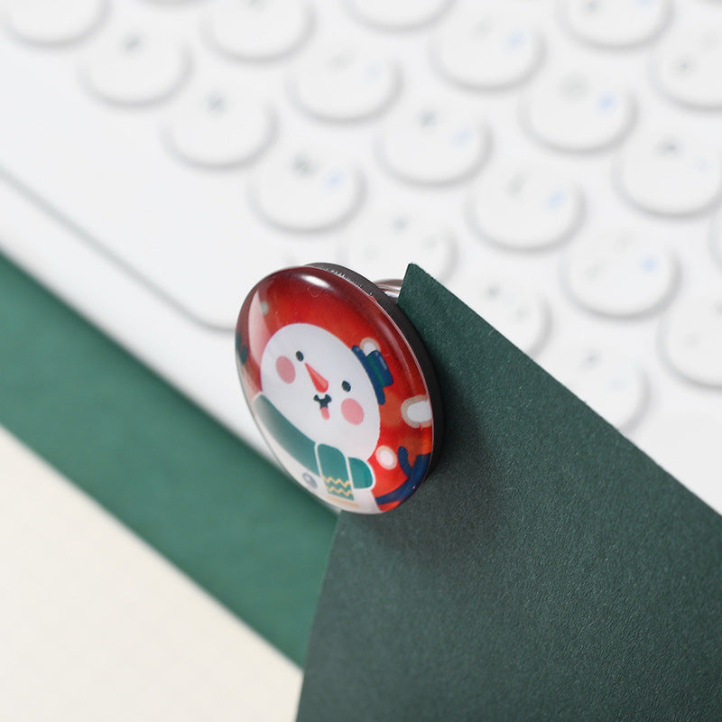 Wholesale Snowman Crystal Glass Magnetic Buckle 4 Set Gift Transparent Refrigerator Sticker